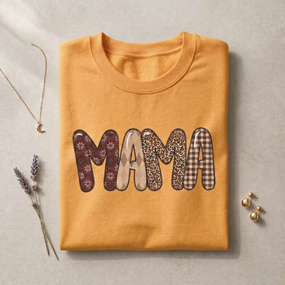Mama Sweatshirt | Leopard Plaid Snowflake Pattern Crewneck, Cozy New Mom Gift