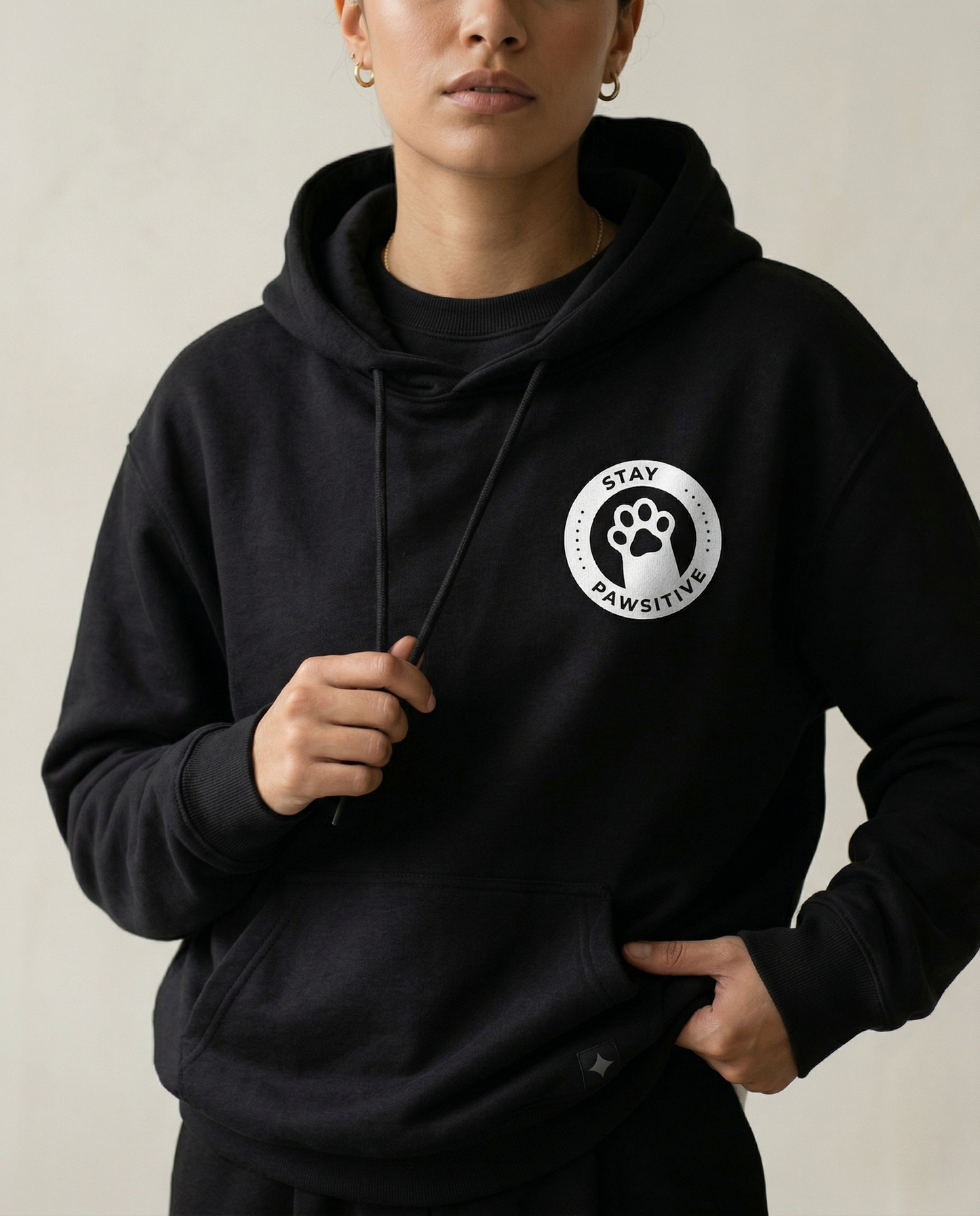 Custom Stay Pawsitive Hoodie, Personalized Dog Mom Sweatshirt, Custom Pet Name Hoodie, Paw Print Graphic Pullover, Pet Lover Gift,