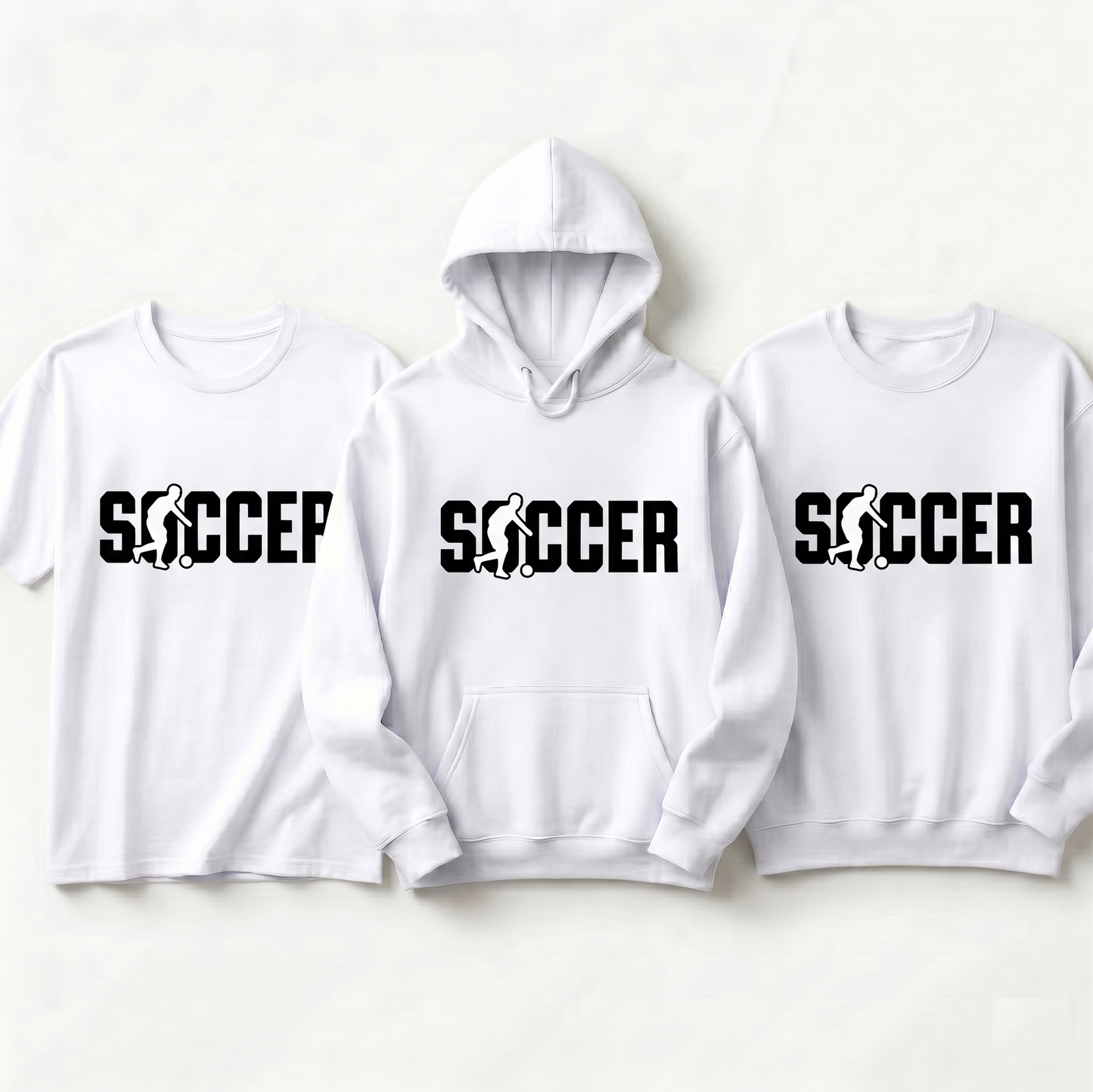 Custom Soccer Shirt with Player Silhouette, Personalized Soccer Team Hoodie, College Style Soccer Sweatshirt, Custom Text Football Fan Gift