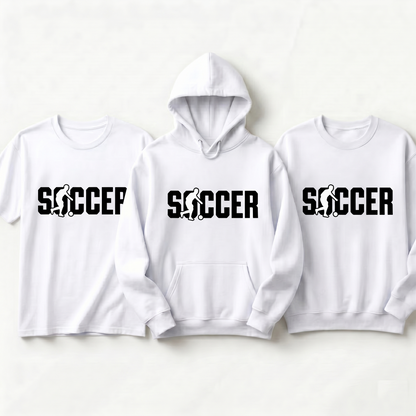 Custom Soccer Shirt with Player Silhouette, Personalized Soccer Team Hoodie, College Style Soccer Sweatshirt, Custom Text Football Fan Gift