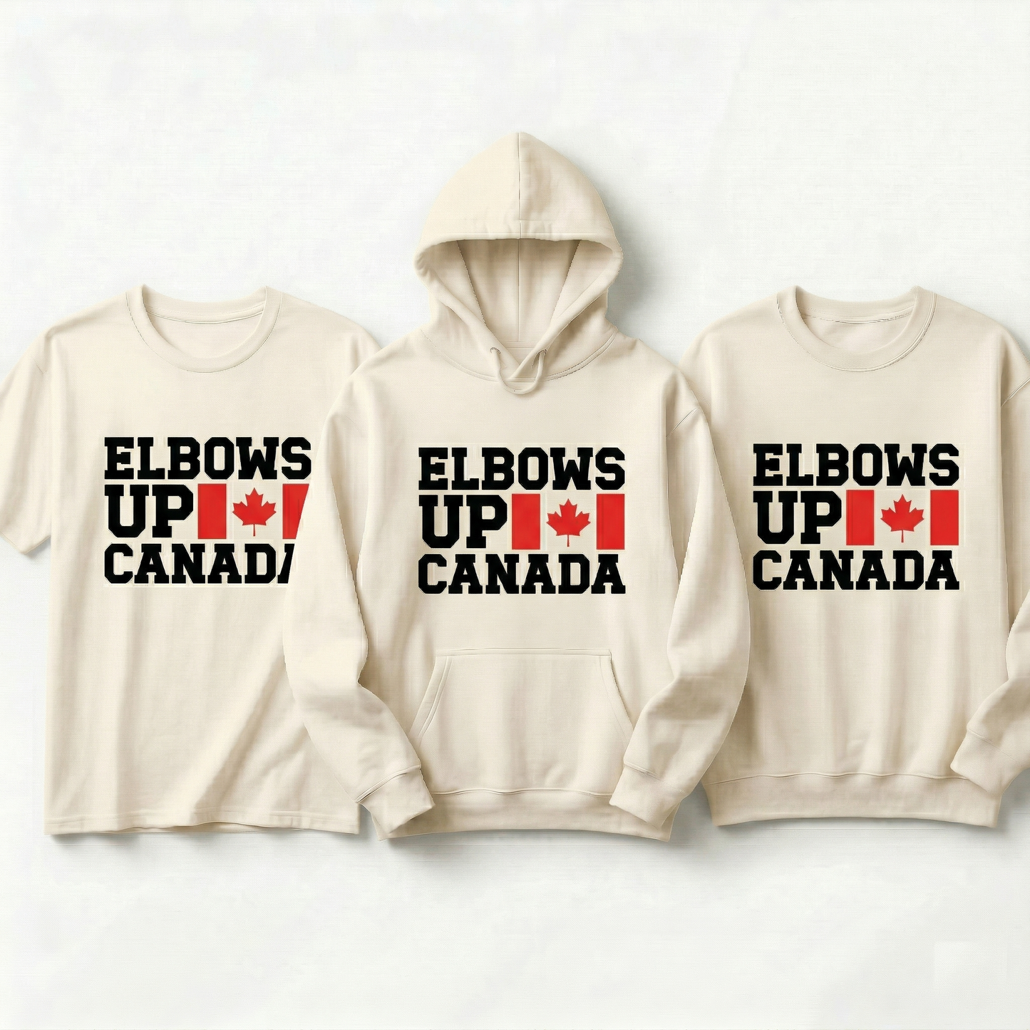 Custom Elbows Up Canada Sweatshirt - Personalized Hockey Fan Crewneck - Canadian Sports Pride Pullover - Custom Team Canada Gift