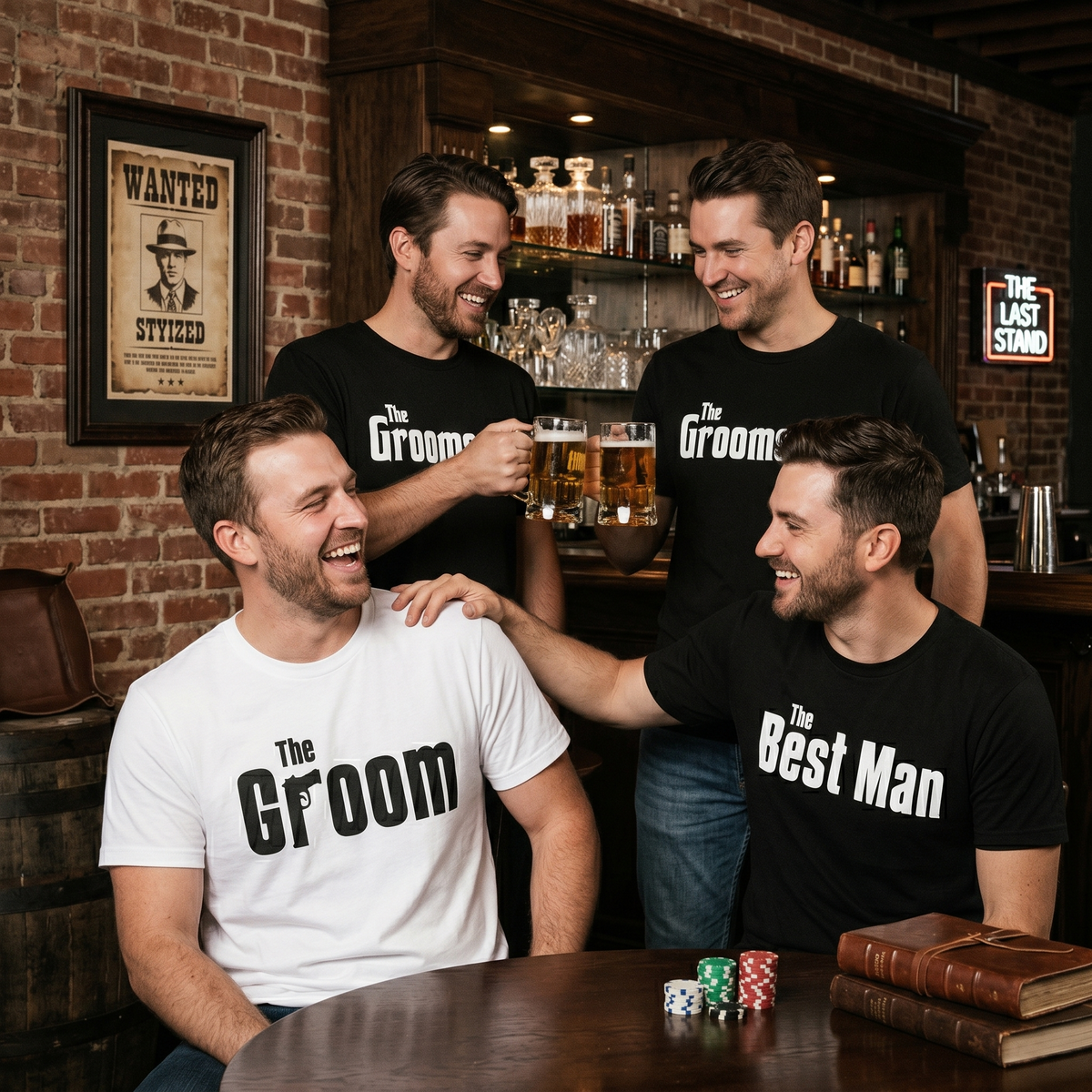 Custom Bachelor Party Shirts - Personalized Groom and Groomsmen Tee - The Groom The Best Man Groomsman Shirts - Matching Wedding Party Tops