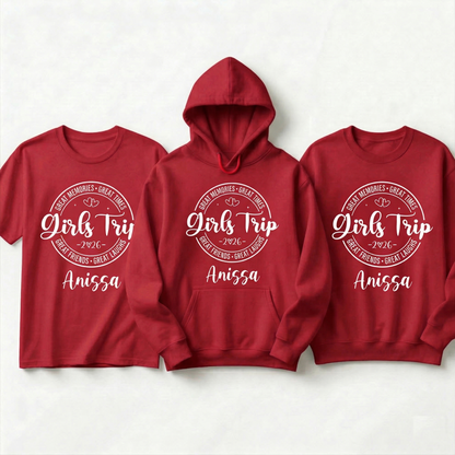 Custom Girls Trip 2026 Shirt, Personalized Girls Weekend Tee, Matching Group Vacation Shirts, Bachelorette Trip Apparel