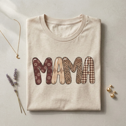 Mama Sweatshirt | Leopard Plaid Snowflake Pattern Crewneck, Cozy New Mom Gift