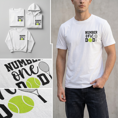 Custom Number One Tennis Dad Hoodie, Personalized Tennis Dad Shirt, Father's Day Tennis Gift, Number 1 Dad Sweatshirt