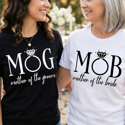 Custom Mother of the Bride Shirt, Mother of the Groom Gift, MOB MOG Matching Wedding Tees, Personalized Bridal Shower Tops