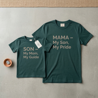 My Pride and My Guide Matching Shirt Set | Mother and Son Outfits | Mama and Me Matching Tees | Dark Heather Grey Mom Son Gift | Set of 2