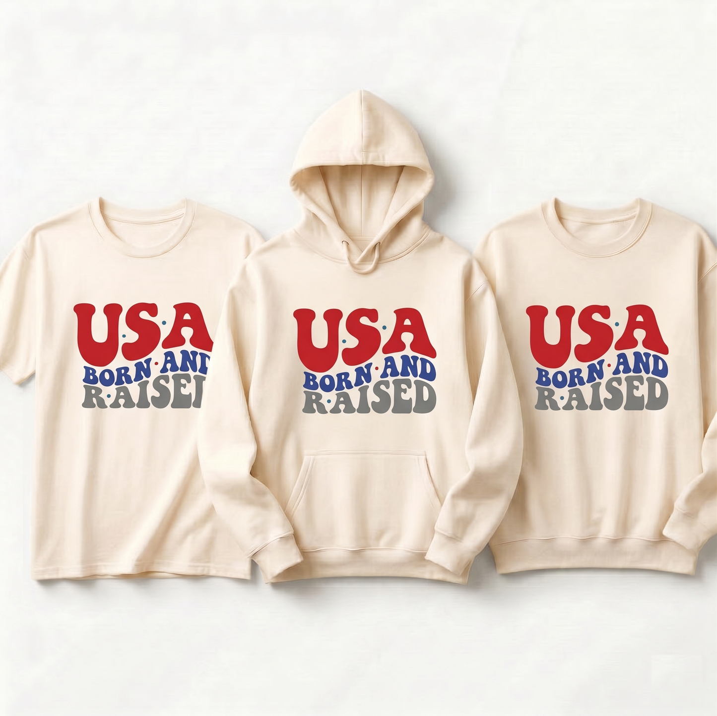 USA Born and Raised Shirt, Custom Retro 4th of July Hoodie, Personalized Patriotic Sweatshirt, American Pride Gift, Vintage Style USA Tee