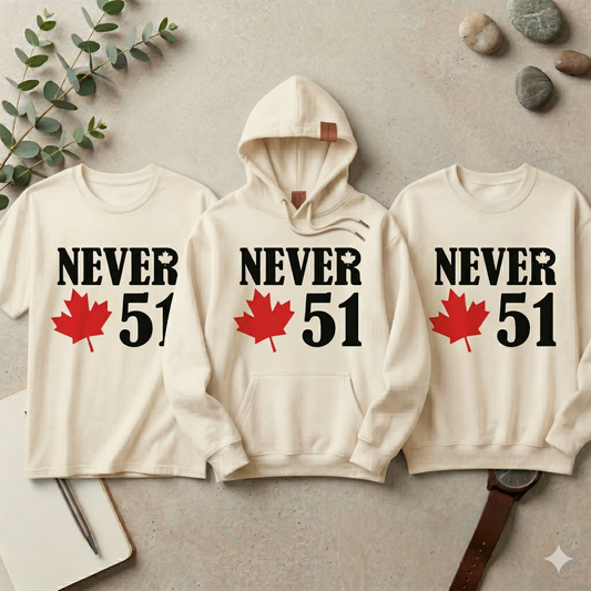 Custom Never 51 Canadian Hoodie - Personalized Canada Maple Leaf Sweatshirt - Retro Style Canada Pullover - Custom Year Canadian Souvenir