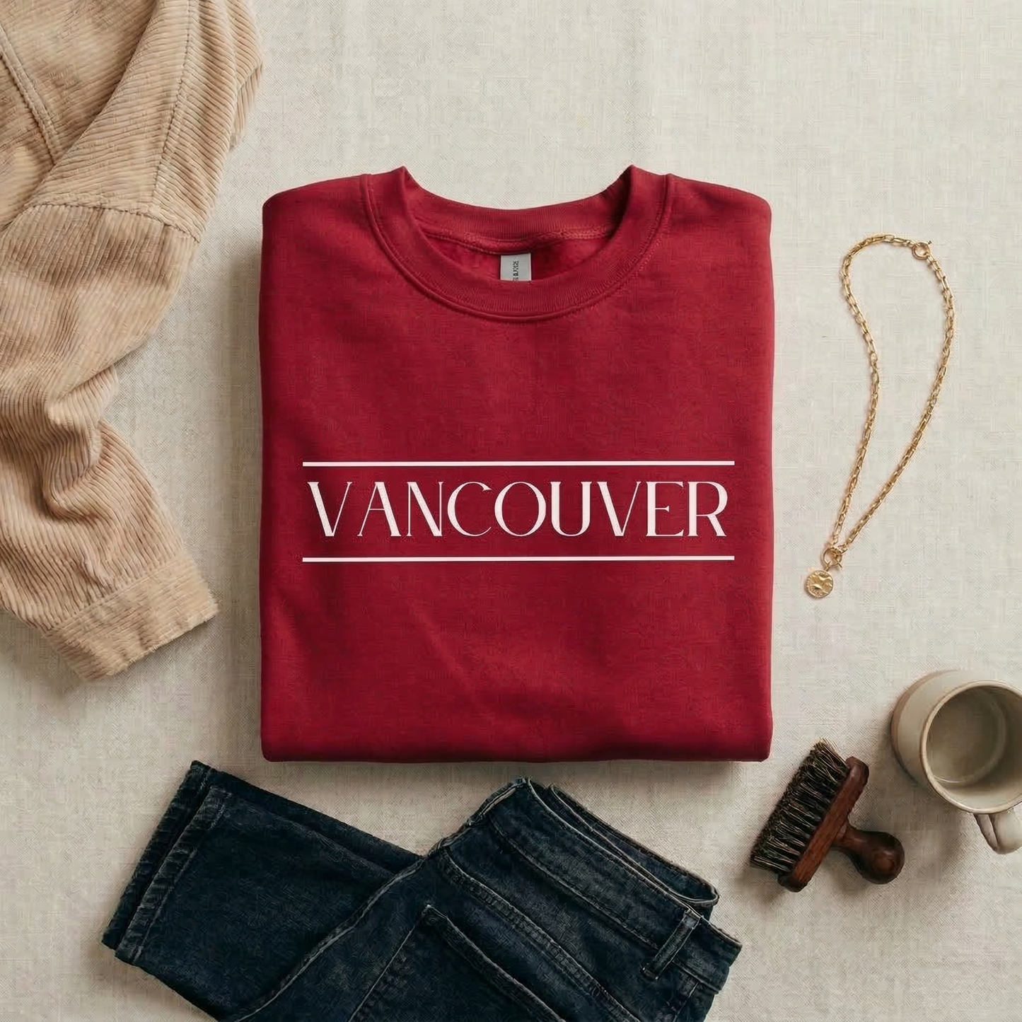 Minimalist Vancouver Sweatshirt | Elegant Vancouver BC Crewneck | White Serif Font City Jumper | Aesthetic British Columbia Canada Gift | Modern Vancouver Souvenir