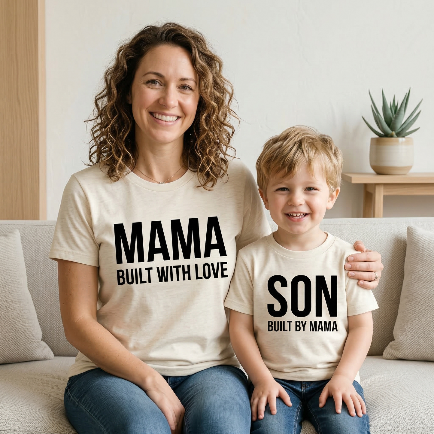 Mama & Son Matching Shirts – Built With Love / Built By Mama – Mommy and Me Matching T-Shirts – Boy Mom Gift – Mother Son Outfit
