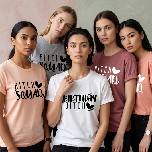Matching Birthday Bitch Shirts, Custom Birthday Squad T-Shirt Set, Personalized Bachelorette Party Tees, Girls Trip Outfits, Group Hoodies