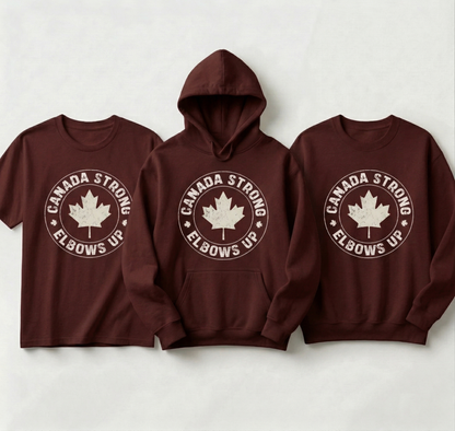 Custom Canada Strong Shirt, Vintage Hockey Hoodie, Elbows Up Sweatshirt, Canadian Pride Apparel, Retro Maple Leaf Crewneck, Hockey Fan Gift