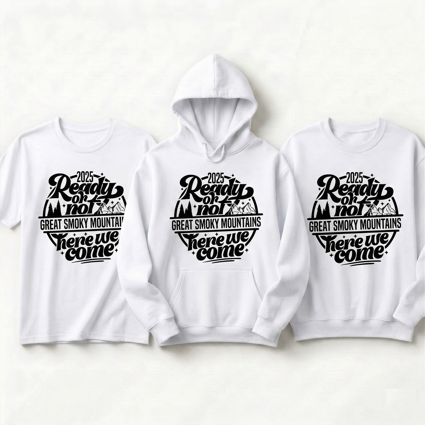 Custom Great Smoky Mountains 2026 Shirt, Ready or Not Mountains Here We Come Hoodie, Personalized Smoky Mountains Trip Sweatshirt