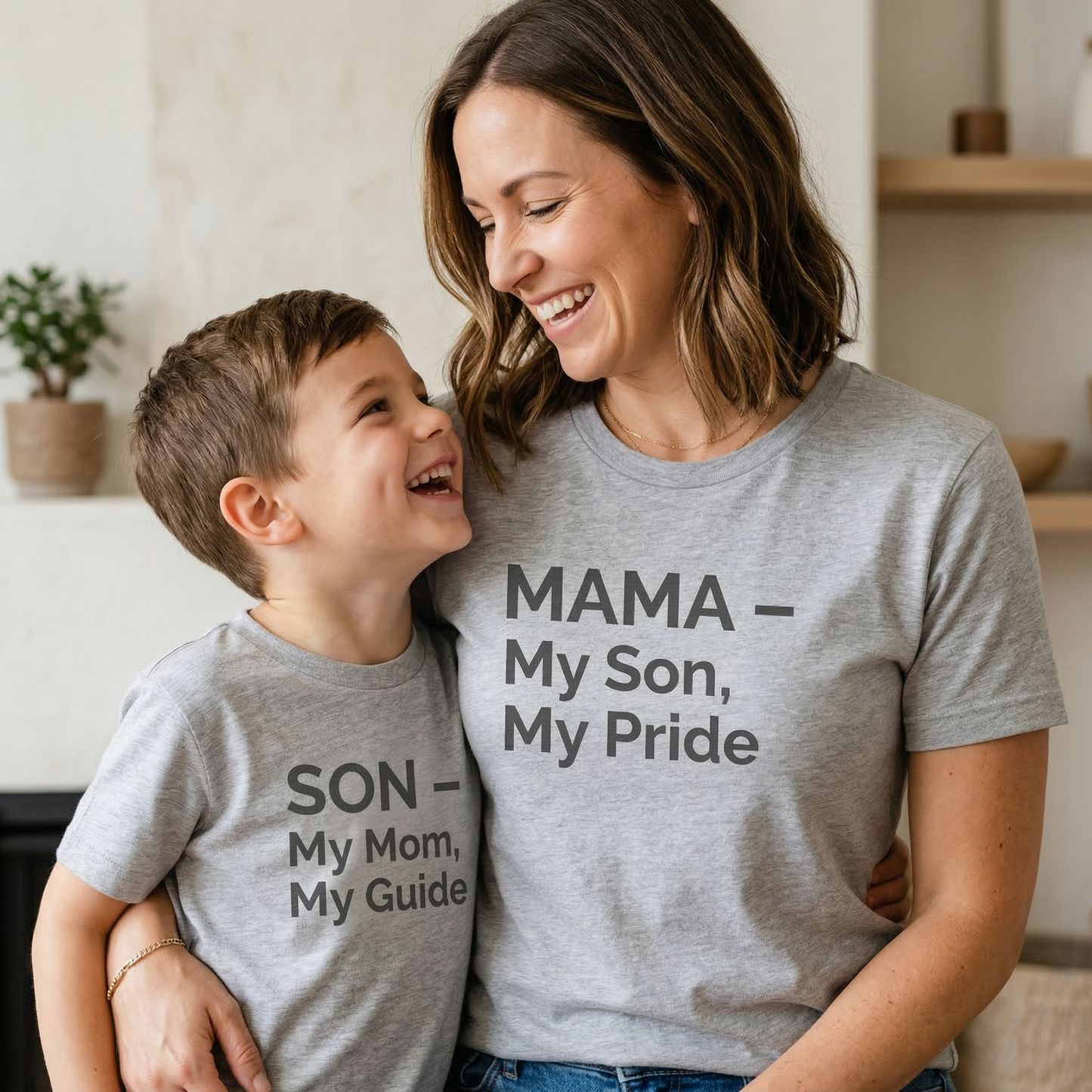 My Pride and My Guide Matching Shirt Set | Mother and Son Outfits | Mama and Me Matching Tees | Dark Heather Grey Mom Son Gift | Set of 2
