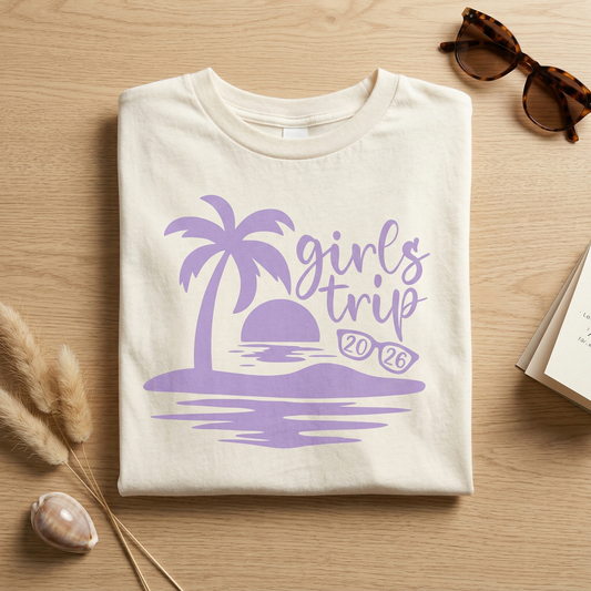 Custom Girls Trip 2026 Shirt, Beach Vacation Squad Tees, Tropical Matching Girls Weekend Top, Personalized Bachelorette Party Shirt