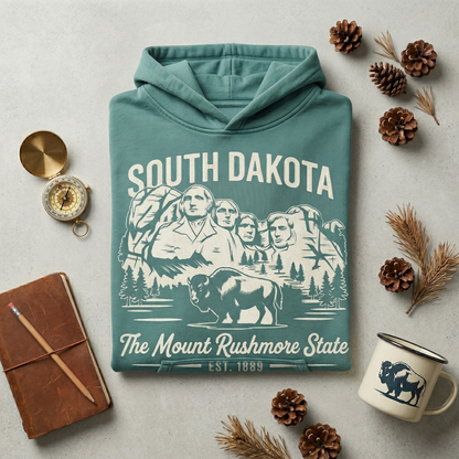 Custom South Dakota Hoodie - Vintage Mount Rushmore Sweatshirt - Retro 1889 Est. Pullover - Personalized South Dakota Gift