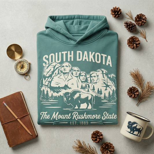 Custom South Dakota Hoodie - Vintage Mount Rushmore Sweatshirt - Retro 1889 Est. Pullover - Personalized South Dakota Gift
