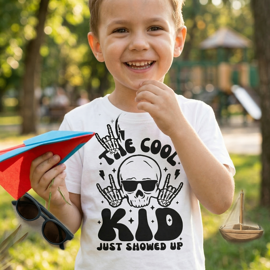 Cool Kid Skull T-Shirt – Funny Kids Graphic Tee, Rock Style Kids Shirt, Trendy Skull Sunglasses Tee, Unisex Kids Shirt, Gift for Cool Kids