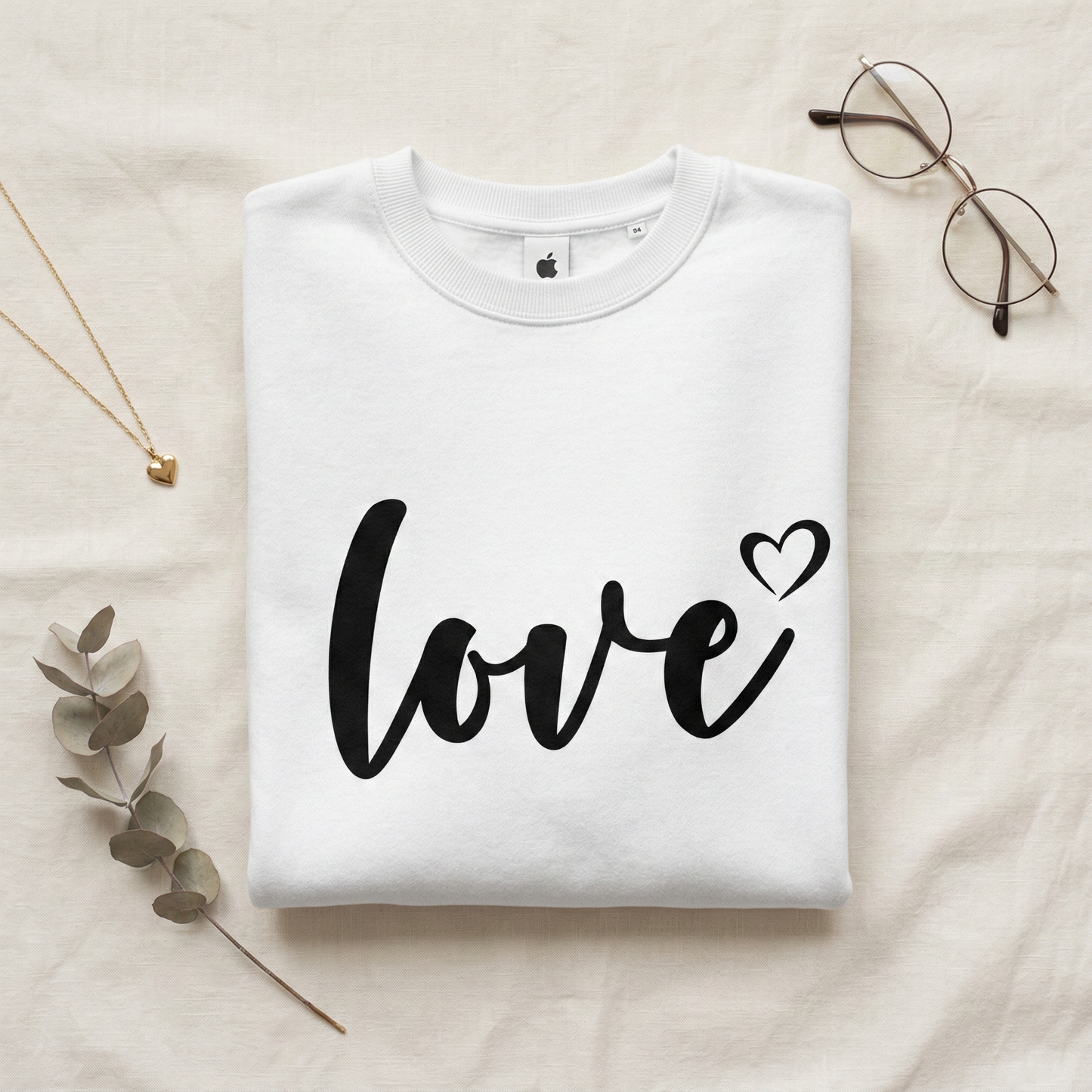 Minimalist Love Script T-Shirt, Hand-Lettered Heart Tee