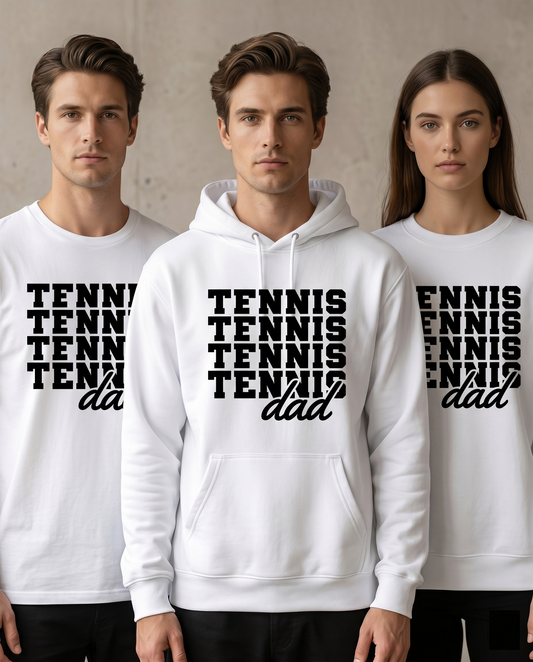 Custom Tennis Dad Sweatshirt, Personalized Sports Dad Shirt, Retro Stacked Text Crewneck, Gift for Tennis Player, Tennis Lover Pullover