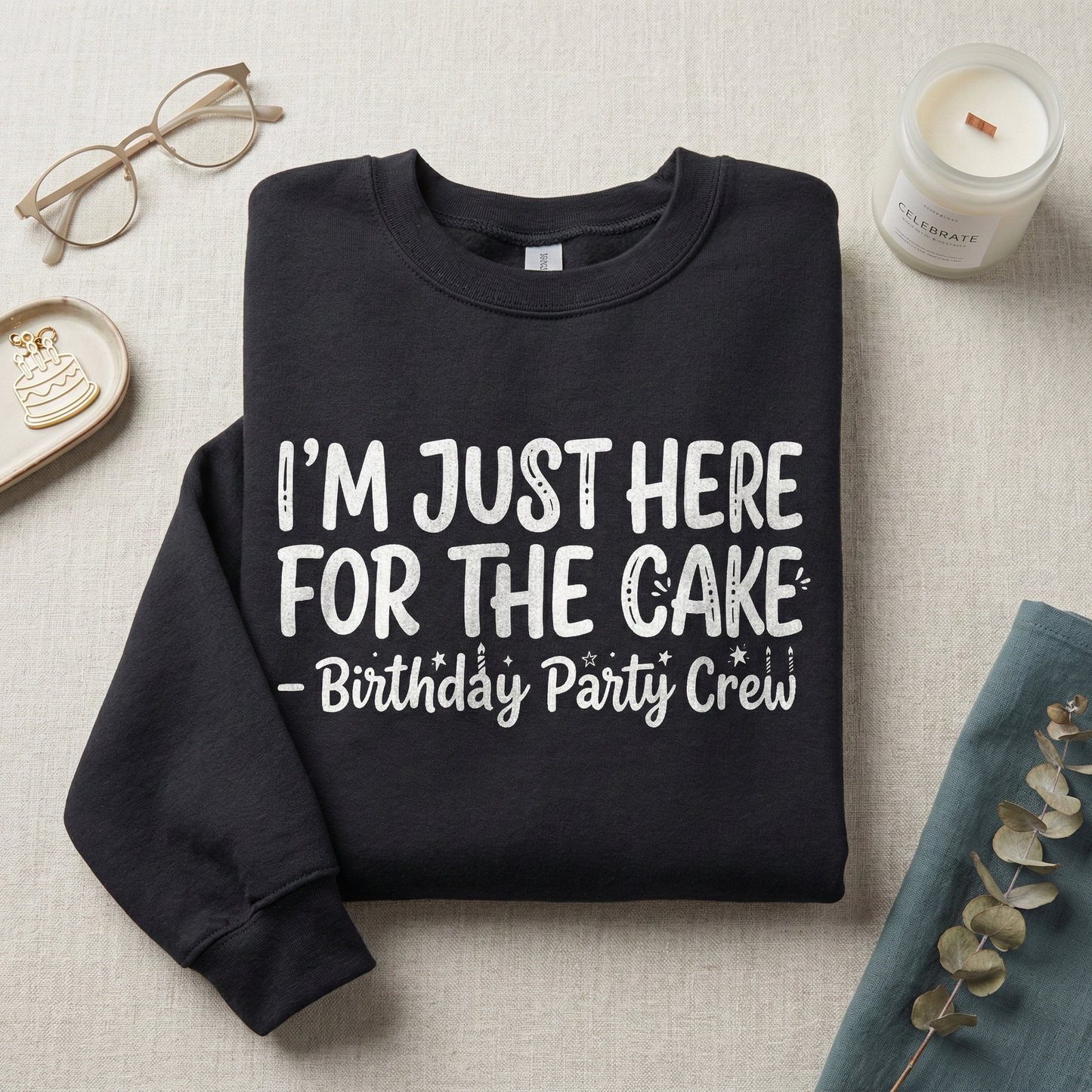 Custom Party T-Shirt | I'm Just Here For The Cake | Funny Birthday Squad Shirt | Bachelorette Party Crew | Personalized Event Tee