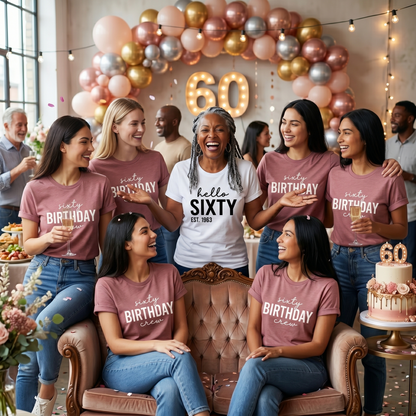 Birthday Crew Shirts for Women, Custom Group Birthday Trip T-Shirts, Sixtieth Birthday Gift, Personalized Shirt, Custom Year Birthday Top