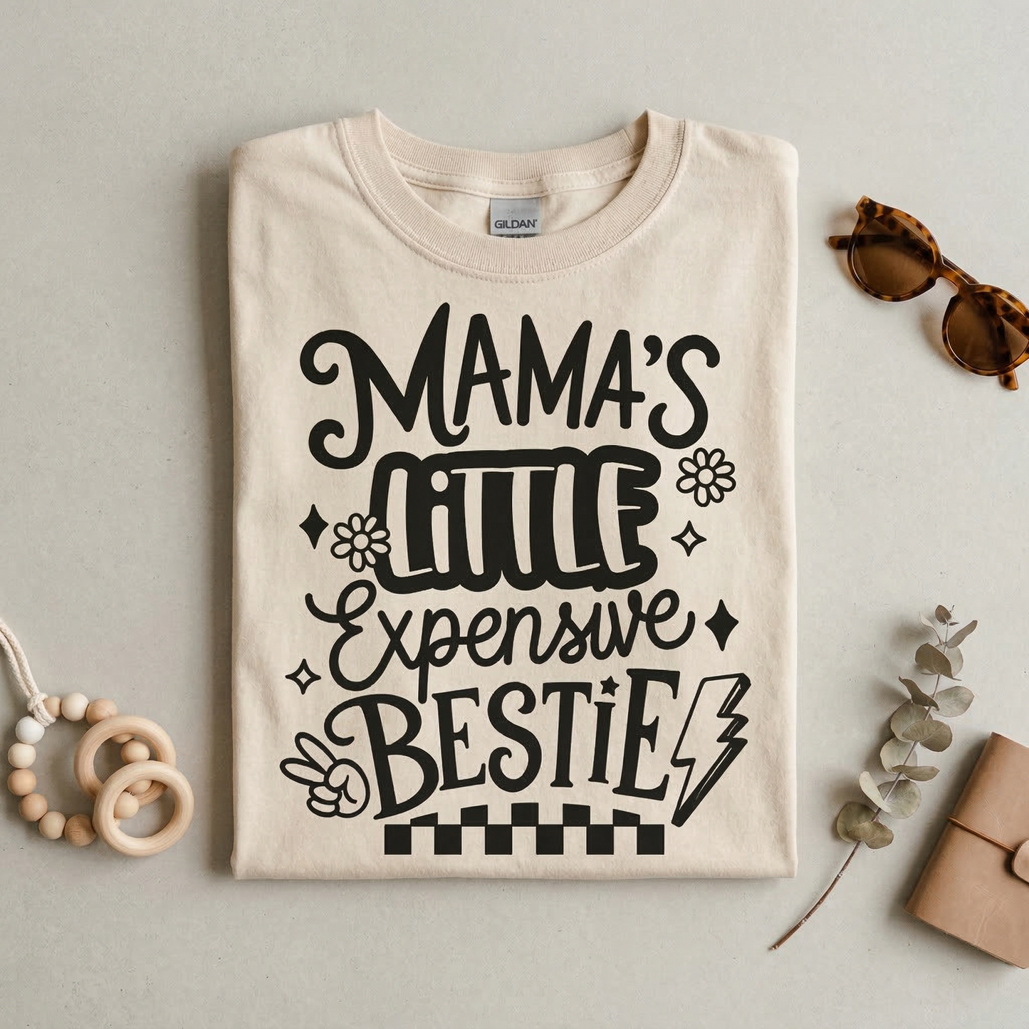 Mama's Little Expensive Bestie Toddler Hoodie | Retro Mama and Mini Sweatshirt | Trendy Kids Boho Pullover