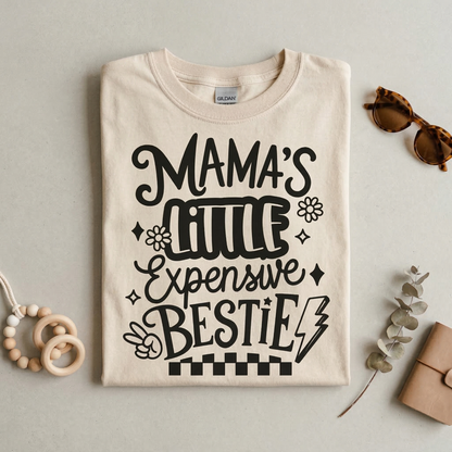 Mama's Little Expensive Bestie Toddler Hoodie | Retro Mama and Mini Sweatshirt | Trendy Kids Boho Pullover