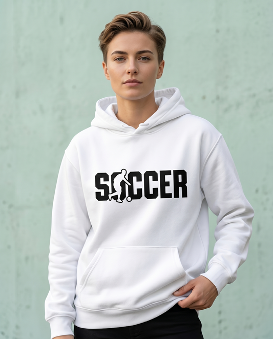 Custom Soccer Shirt with Player Silhouette, Personalized Soccer Team Hoodie, College Style Soccer Sweatshirt, Custom Text Football Fan Gift