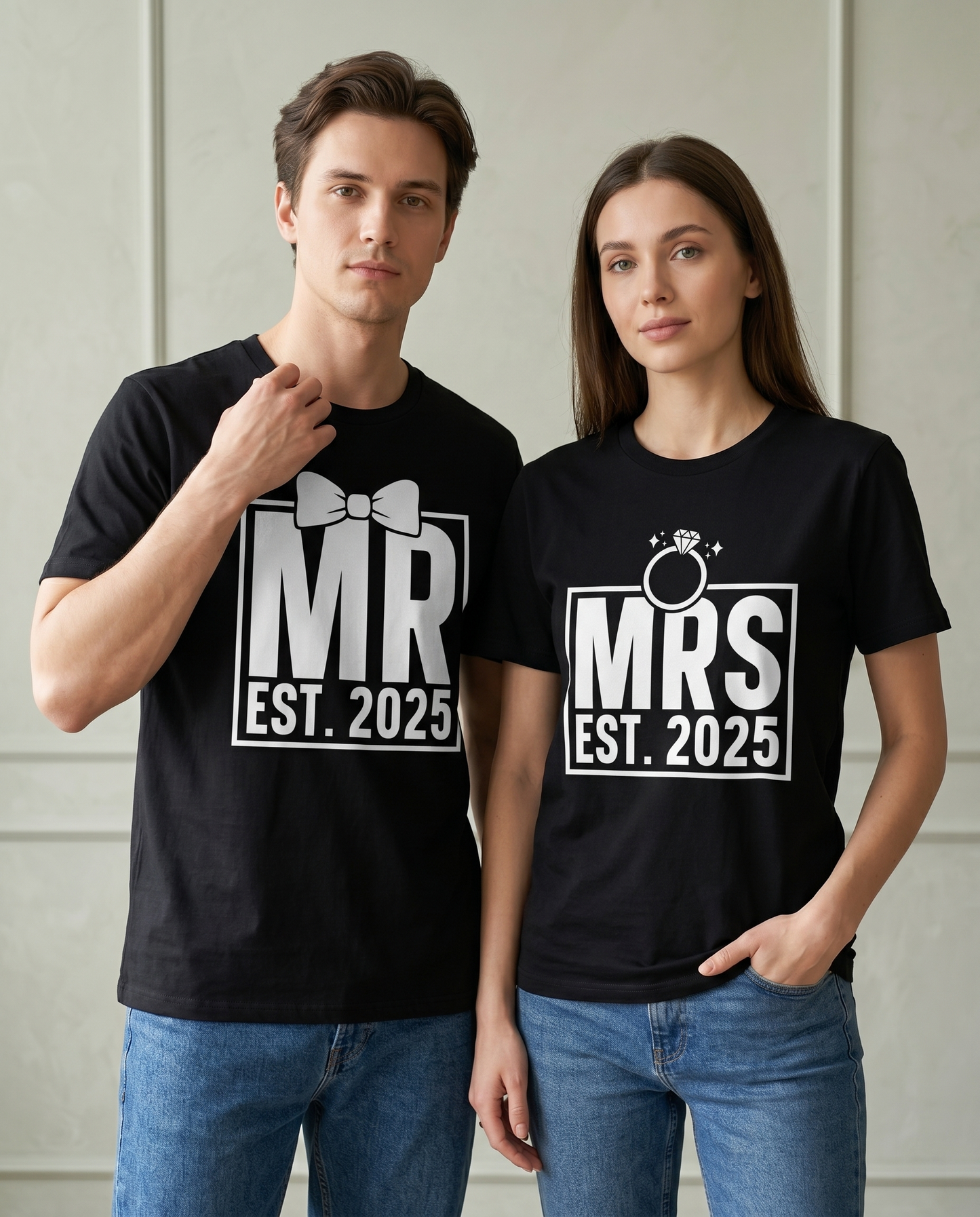 Personalized Wedding Date T-Shirts, Matching Couple Honeymoon Tees, Newlywed Gift, Bride and Groom Shirts, Custom Anniversary Gift