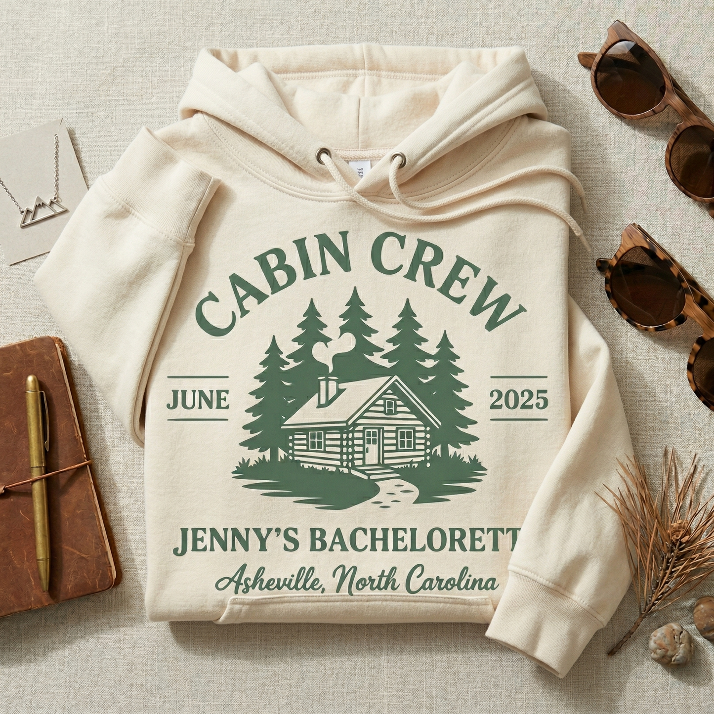 Custom Cabin Crew Bachelorette Shirt, Personalized Mountain Bachelorette Party Tee, Retro Cabin Trip Shirt, North Carolina Girls Trip