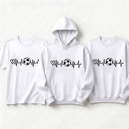 Soccer Heartbeat Shirt with Custom Name, Personalized Soccer Life Hoodie, Football Sweatshirt, Soccer Player Gift, Customized Team Apparel