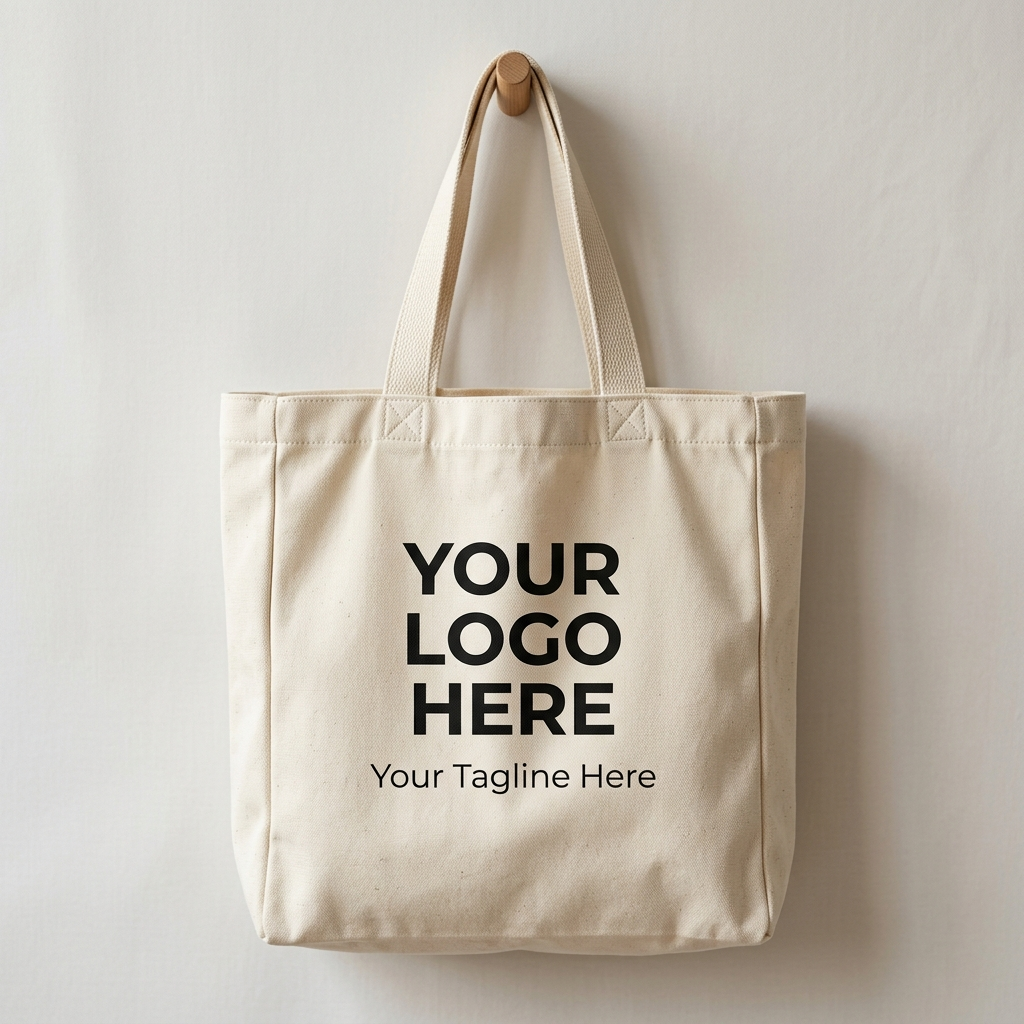 Custom Canvas Tote Bag with Personalized Logo and Text, Eco-Friendly Reusable Grocery Bag, Bespoke Aesthetic Handbag, Custom Business Logo