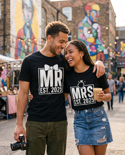 Personalized Wedding Date T-Shirts, Matching Couple Honeymoon Tees, Newlywed Gift, Bride and Groom Shirts, Custom Anniversary Gift