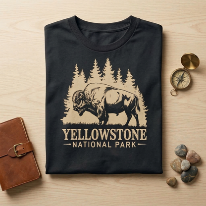 Yellowstone National Park T-Shirt | Vintage Bison Graphic Tee | Retro Wildlife Nature Shirt | Wyoming Adventure Gift