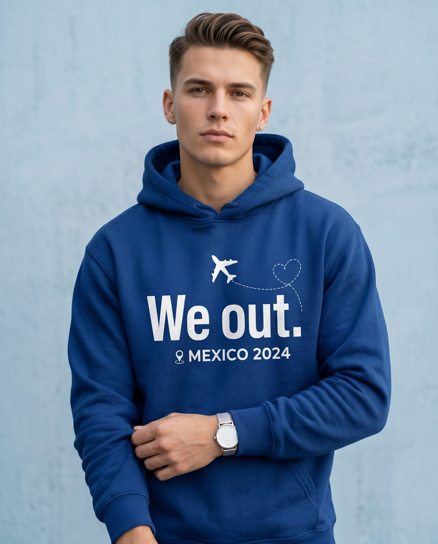Personalized Mexico 2026 Trip Hoodie - Family Travel Matching Sweatshirt - Airplane Heart Graphic Tee - Custom Destination Group Apparel