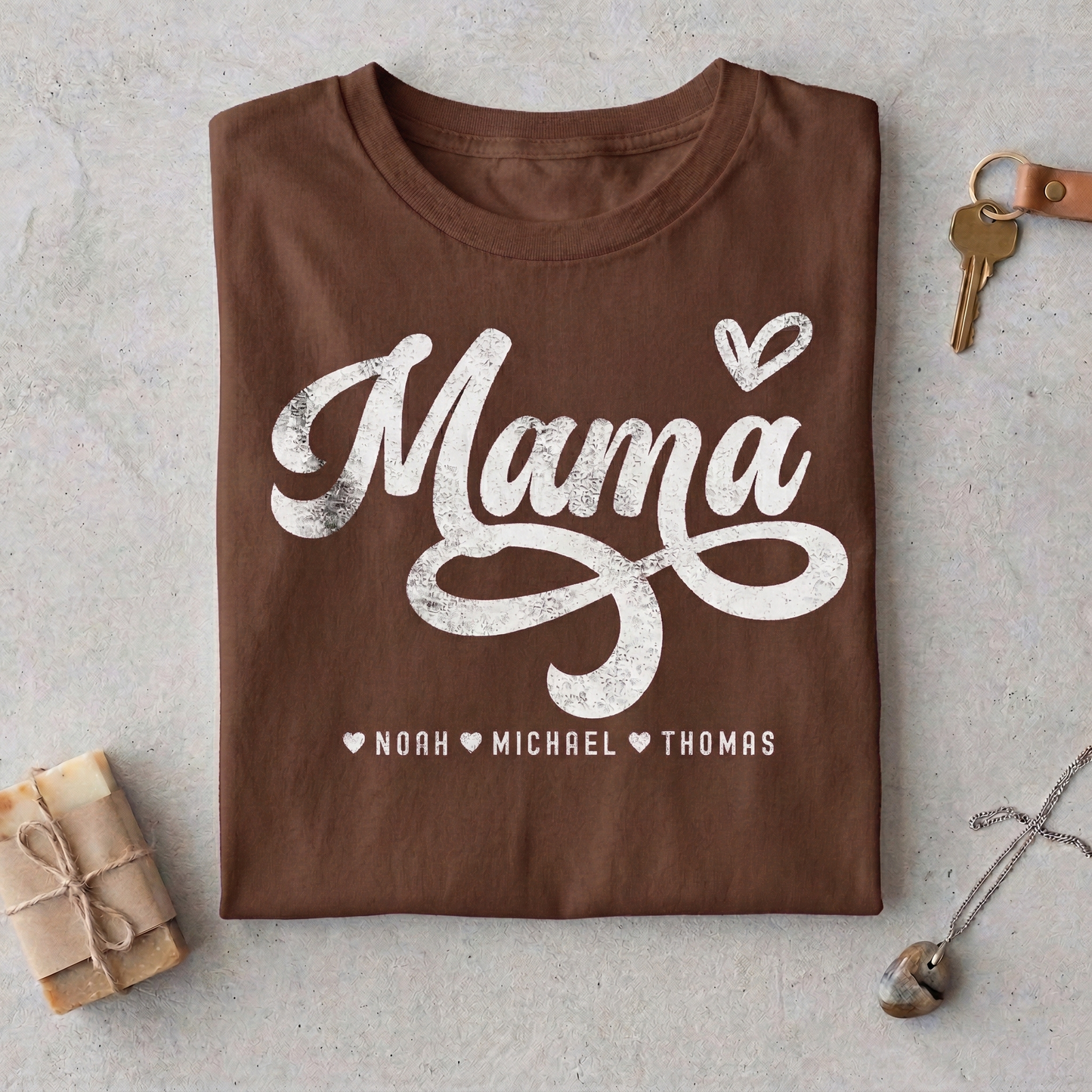Custom Mama Shirt with Kids Names, Retro Minimalist Mother's Day Gift