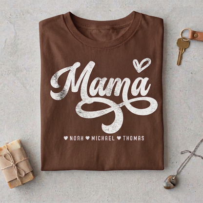 Custom Mama Shirt with Kids Names, Retro Minimalist Mother's Day Gift