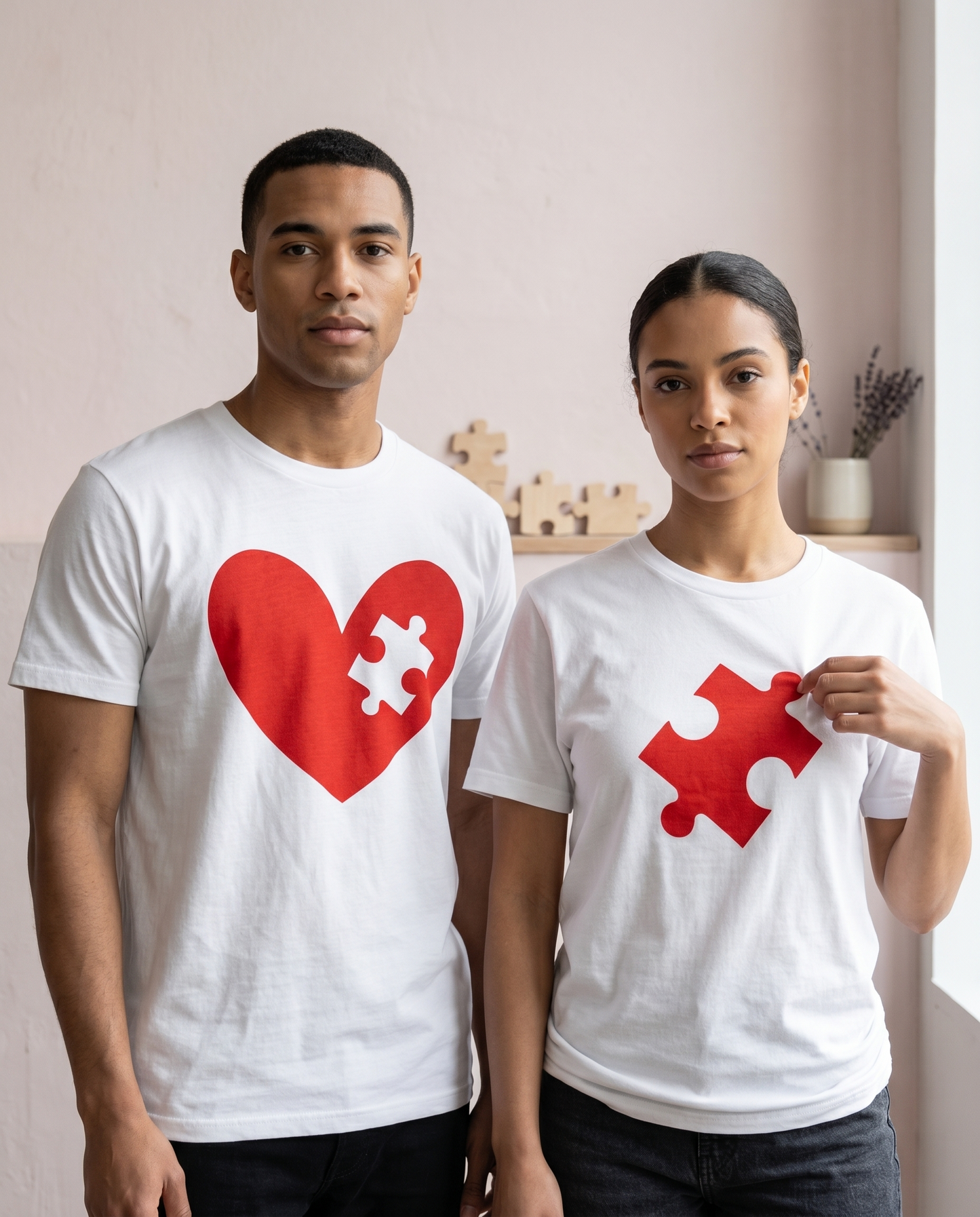 Matching Couple Shirts, Custom Heart Puzzle Piece T-Shirt, Valentines Day Gift for Boyfriend Girlfriend, Anniversary Couple Hoodies