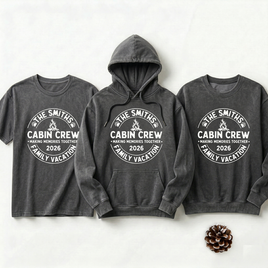 Custom Family Vacation Shirts, Matching Cabin Crew Tee, Personalized 2026 Camping Trip T-Shirt, Family Reunion Shirt, Mountain Group Trip
