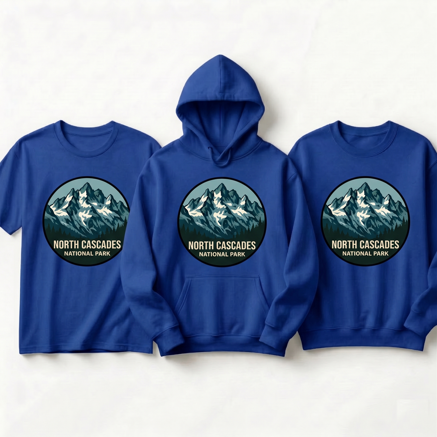 North Cascades National Park Shirt, Retro Mountain Hoodie, Custom Washington State Vacation Sweatshirt, Minimalist Hiking Gift