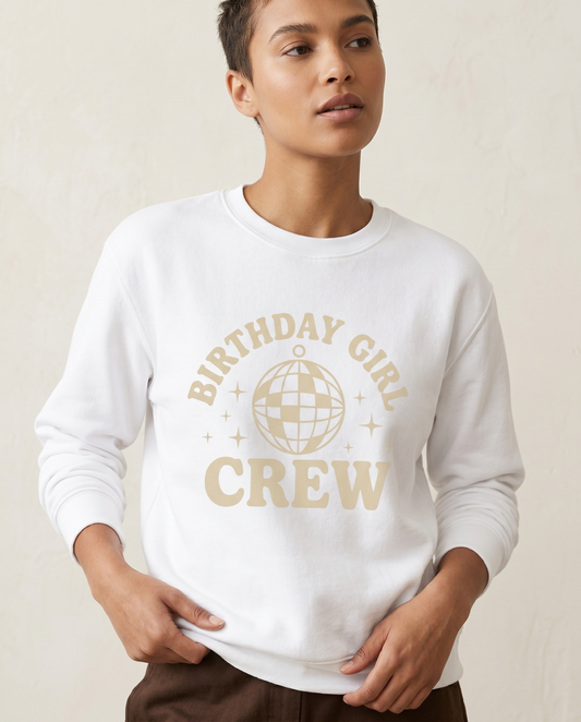 Birthday Girl Crew Shirt, Retro Disco Ball Birthday Hoodie, Neutral Birthday Party Sweatshirt, Personalized Birthday Trip Gifts