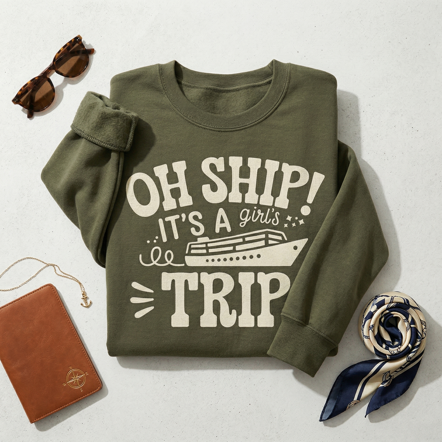 Custom Oh Ship It's a Girls Trip Shirt, Personalized Cruise 2026 T-Shirt, Matching Girls Cruise Tee, Funny Squad Shirt, Vacation Apparel