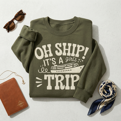 Custom Oh Ship It's a Girls Trip Shirt, Personalized Cruise 2026 T-Shirt, Matching Girls Cruise Tee, Funny Squad Shirt, Vacation Apparel