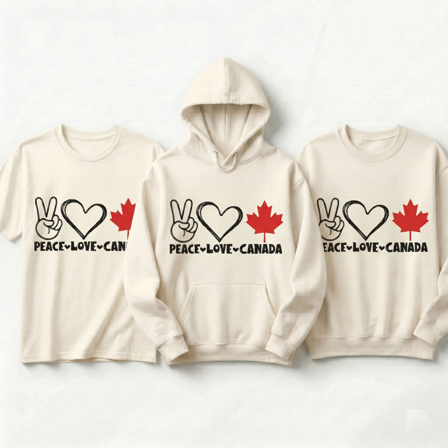 Custom Peace Love Canada Hoodie, Personalized Maple Leaf Sweatshirt, Canadian Pride Pullover, Minimalist Canada Gift, Retro Canada Souvenir