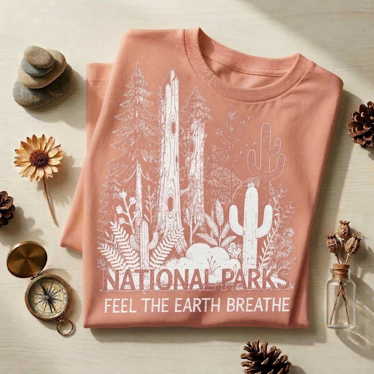 National Parks Shirt | Feel The Earth Breathe Graphic Tee | Vintage Botanical Nature T-Shirt | Granola Girl Camping Hiking Apparel