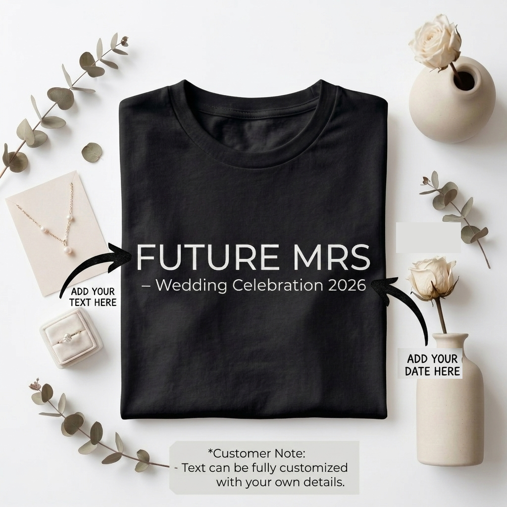 Future Mrs Wedding Celebration Shirt, Minimalist Bridal Shower Tee, Custom Date Top
