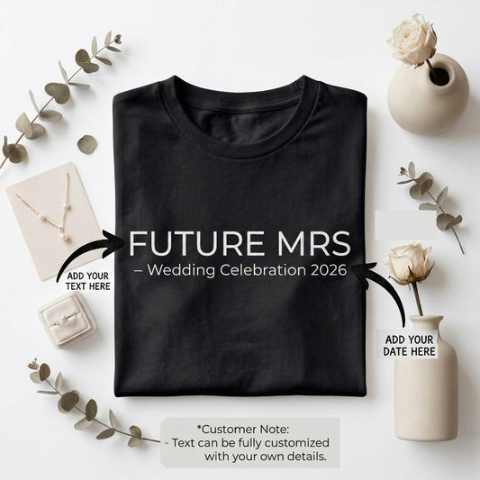 Future Mrs Wedding Celebration Shirt, Minimalist Bridal Shower Tee, Custom Date Top