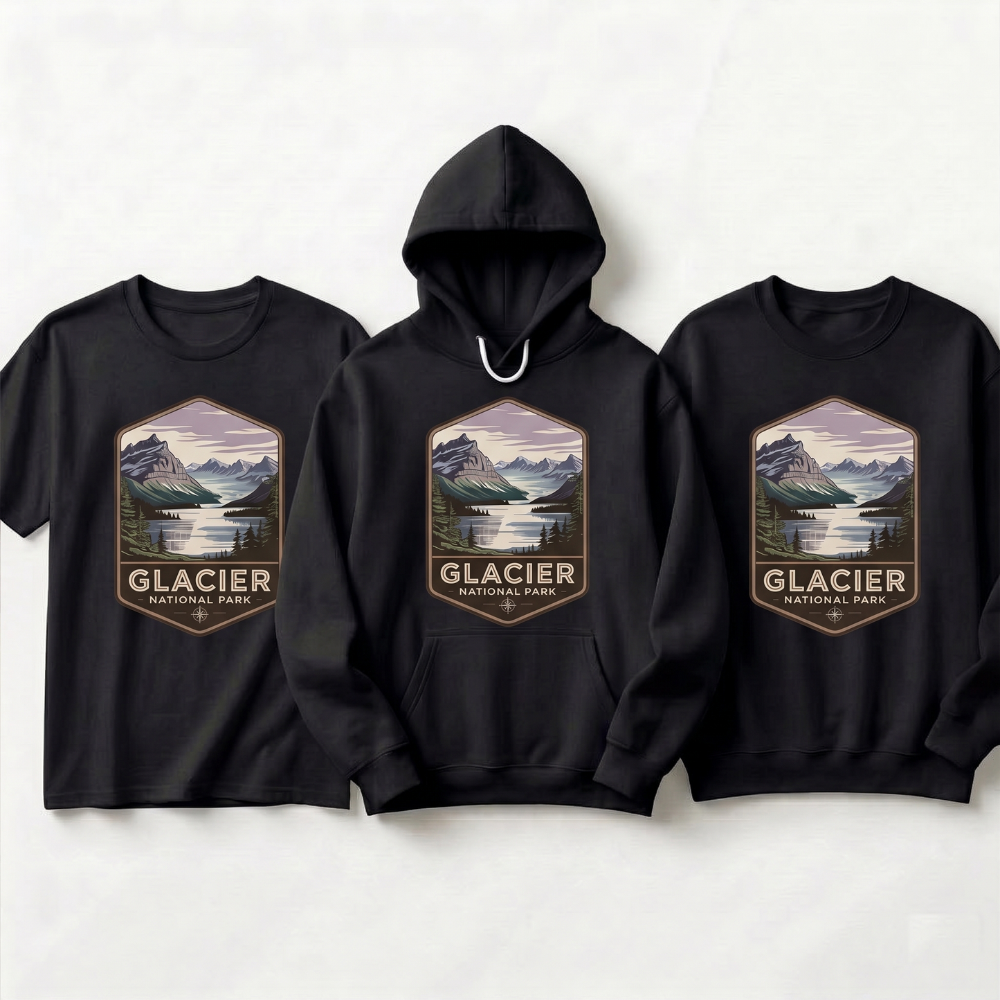 Custom Glacier National Park Shirt, Vintage Glacier Hoodie, Retro Montana Nature Sweatshirt, Personalized Hiking Gift, Mountain Badge Tee